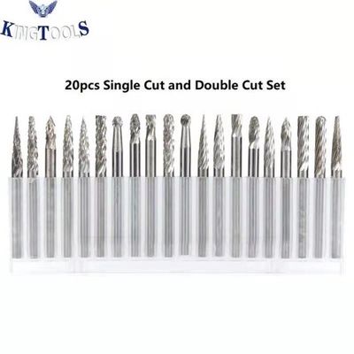 kwaliteit  20PC Double Cut Carbide Burr Set 0.118" (3mm) Shank, Rotary Tool Bits Cutting Burrs fabriek