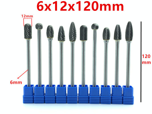 kwaliteit Lange schacht 120 mm 6" wolfraamcarbide roterende braamfrezen met dubbele snede voor diepe gaten metaalbewerking automobielmatrijzen fabriek